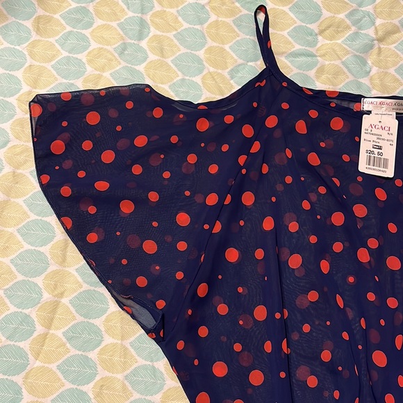 A’GACI Navy Blue Blouse with Red Polka Dots - Picture 3 of 4